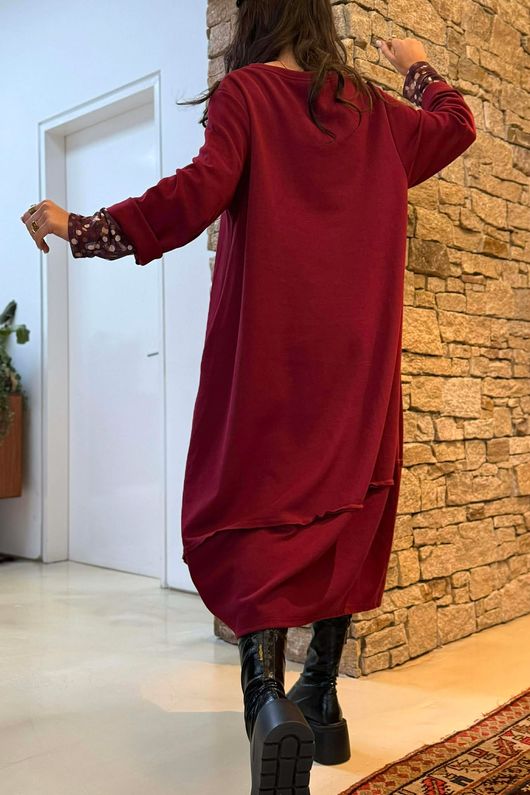 Sola Smart Tech Panel Dress Burgundy